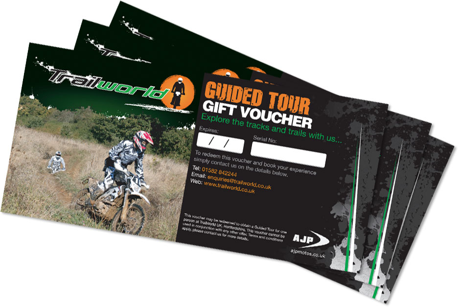 Motorcycle trail holiday gift vouchers