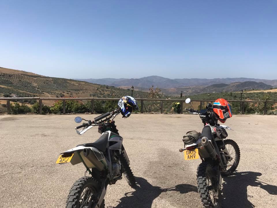 Off-road motorcycle vacation, riding enduro trail bikes through Periana in Spain